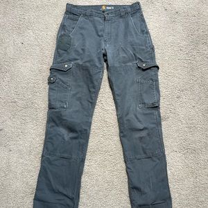 Distressed Carhartt Ripstop Work Cargo Pants - Olive 33x36